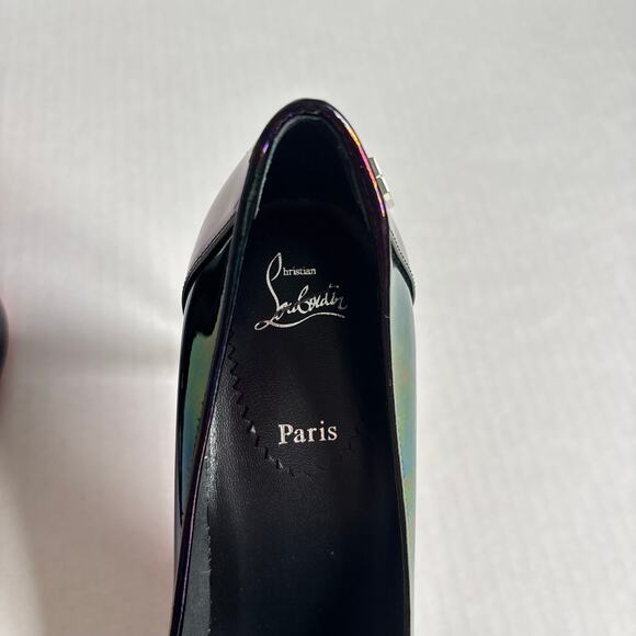 Christian Louboutin Sporty Kate 85 Patent Leather Black High Heel Pumps Size 37 - Picture 5 of 14